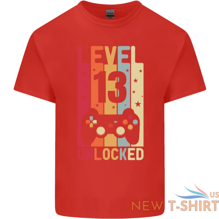 13th birthday 13 year old level up gamming kids t shirt childrens 4.png