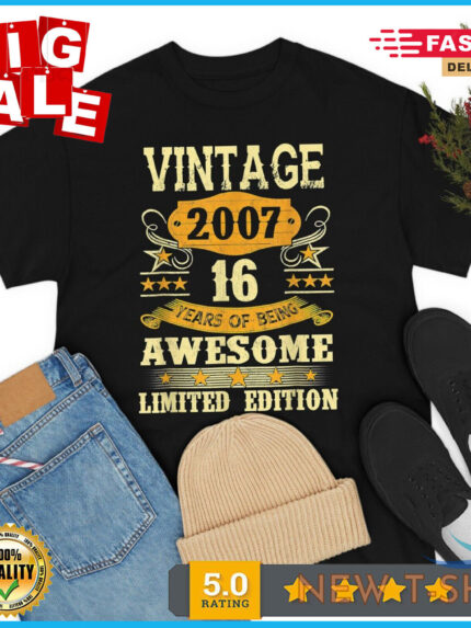 16 year old gifts vintage 2007 limited edition 16th birthday t shirt size m 5xl 0.jpg