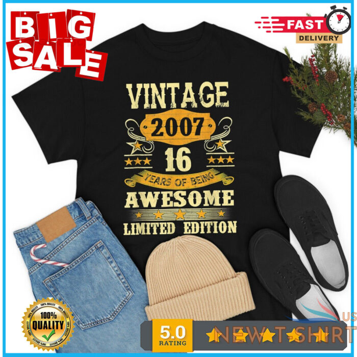 16 year old gifts vintage 2007 limited edition 16th birthday t shirt size m 5xl 0.jpg