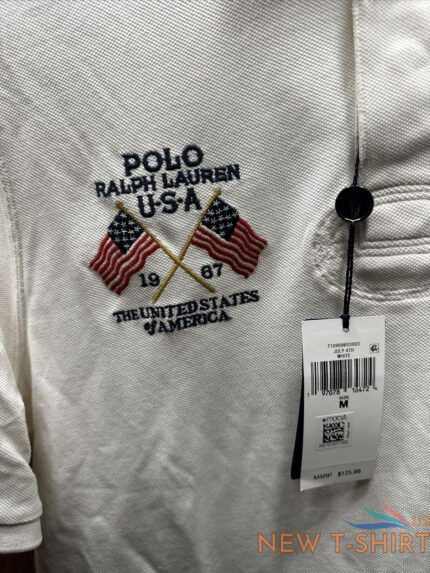 4th of july polo shirt adult medium white usa flag 1.jpg