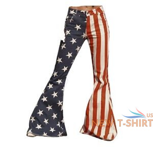 4th of july red white blue bell bottom denium womens american flag flare pants s 0.jpg