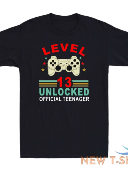 level 13 unlocked teenager 13th birthday vintage mens t shirt 0.jpg