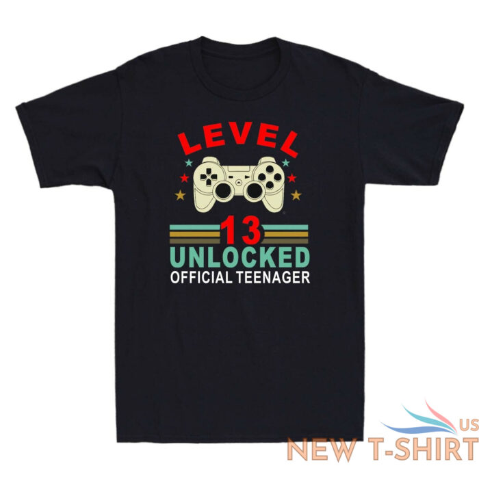 level 13 unlocked teenager 13th birthday vintage mens t shirt 1.jpg