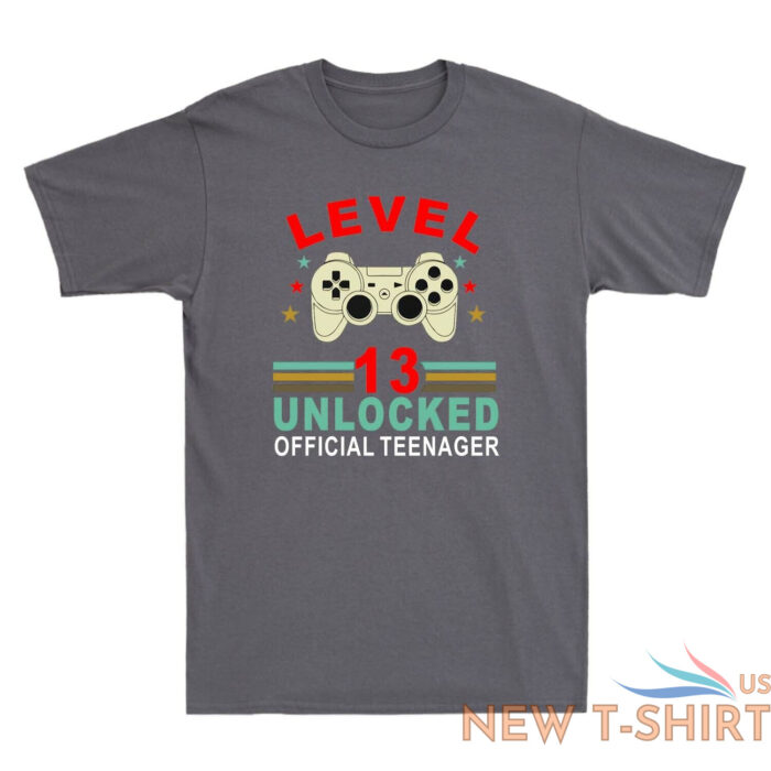level 13 unlocked teenager 13th birthday vintage mens t shirt 2.jpg