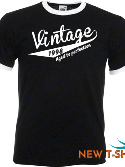 25th birthday gifts presents year 1998 mens ringer vintage retro t shirt aged to 0.gif