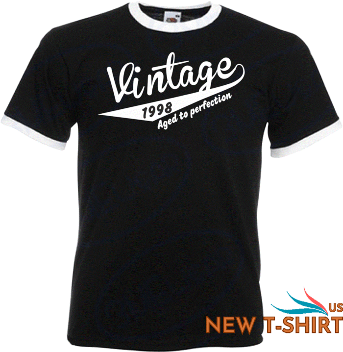 25th birthday gifts presents year 1998 mens ringer vintage retro t shirt aged to 0.gif