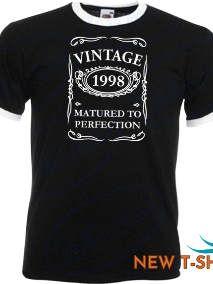 25th birthday gifts presents year 1998 mens ringer vintage t shirt matured to 0.gif