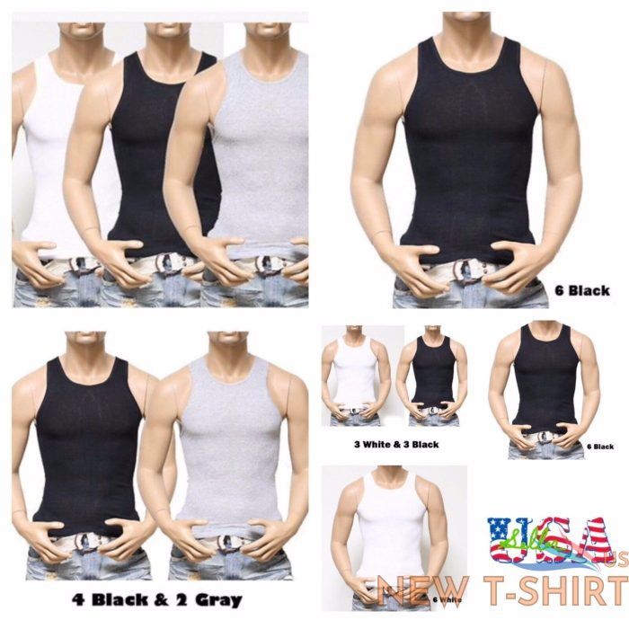 3 6 pack tank top t shirt cotton a shirt ribbed gym muscle sleeveless under 9.jpg