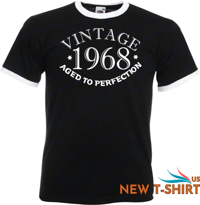 55th birthday gifts presents year 1968 unisex ringer vintage t shirt aged to old 0.gif