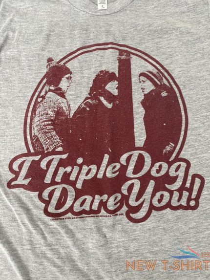 a christmas story i triple dog dare you maroon graphic on gray t shirt sz s 1.jpg