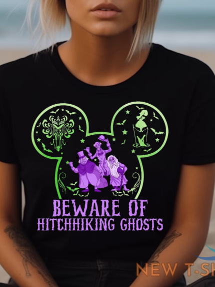 beware of hitchhiking ghosts halloween haunted mansion tshirt women 1.png