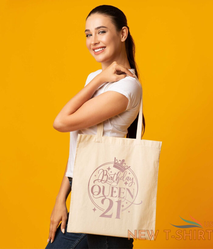 birthday queen 21 in rose gold print 21st birthday gift resuable shopping bag 4.jpg