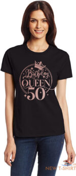 birthday queen 50 ladies fit t shirt 50th birthday gift womens tee in rose gold 3.jpg