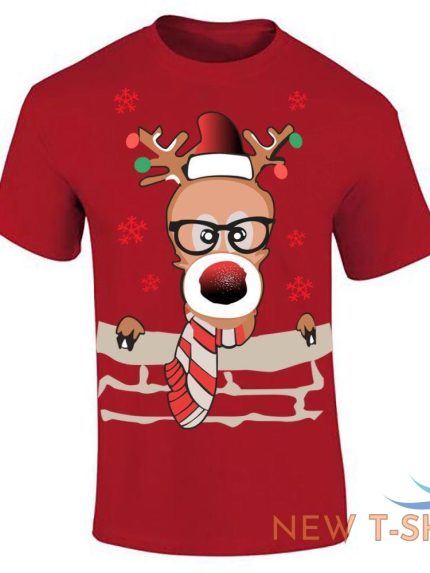 boys funky reindeer print t shirt short sleeve top cotton tee mens xmas party 0.jpg