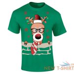 boys funky reindeer print t shirt short sleeve top cotton tee mens xmas party 3.jpg