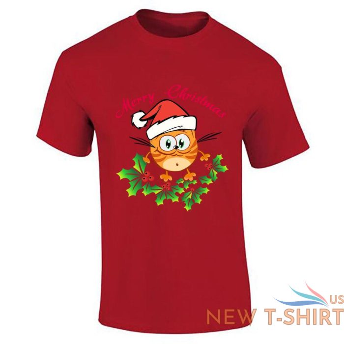 boys merry christmas cat santa hat print t shirt cotton mens short sleeve top 2.jpg