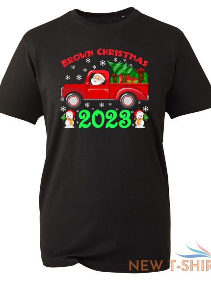 brown christmas 2023 t shirt santa claus funny xmas tree vintage van snow man 1.jpg