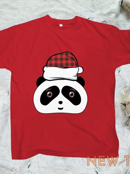 buffalo plaid print santa hat panda christmas shirt xmas theme party gift tees 0.jpg