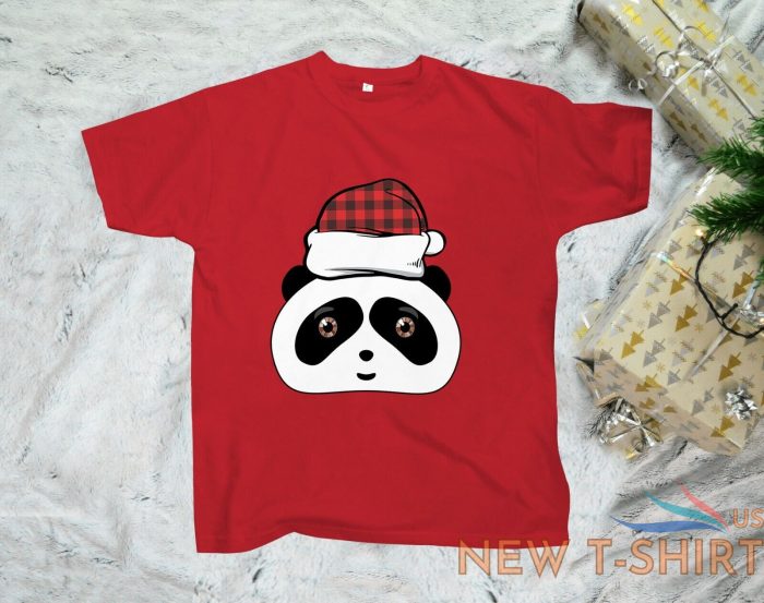 buffalo plaid print santa hat panda christmas shirt xmas theme party gift tees 0.jpg