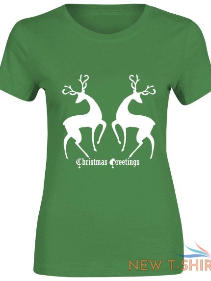 christmas greetings print reindeer t shirt cotton women girls short sleeve top 0.jpg