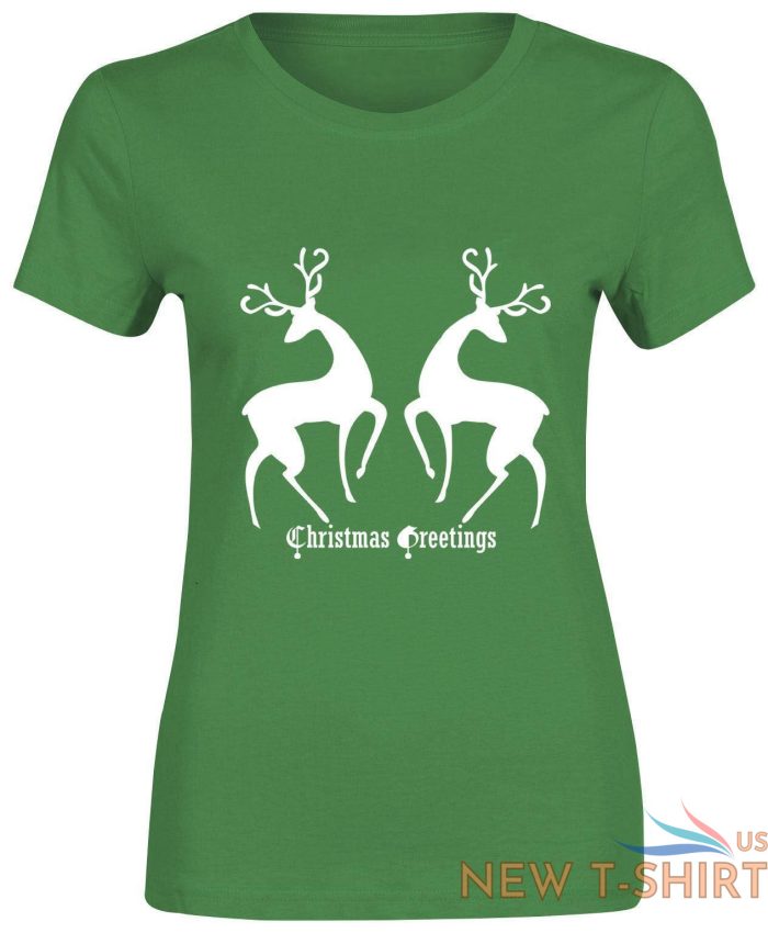 christmas greetings print reindeer t shirt cotton women girls short sleeve top 0.jpg