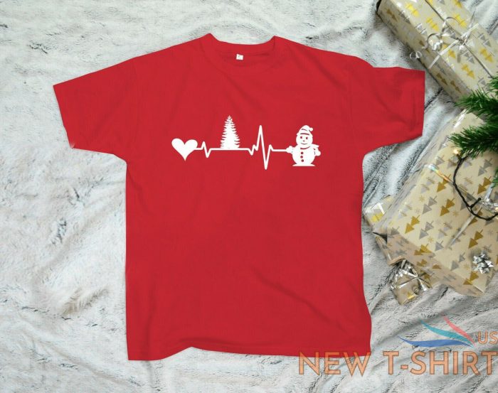 christmas heartbeat t shirt xmas tree snowman christmas party gift festive tees 0.jpg