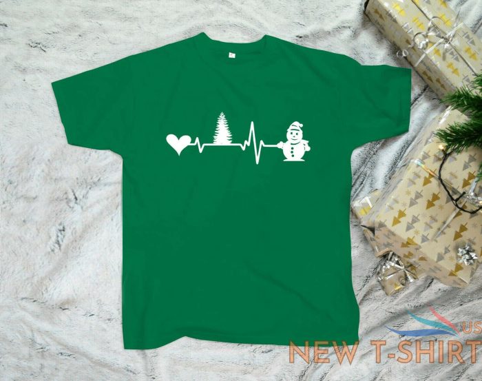 christmas heartbeat t shirt xmas tree snowman christmas party gift festive tees 2.jpg