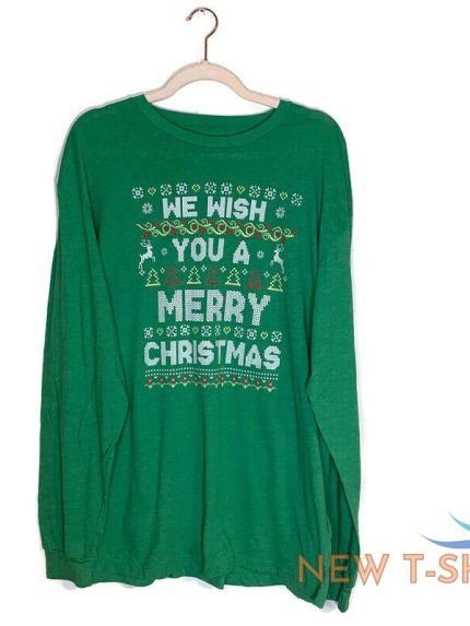 christmas long sleeve t shirt green sz xl st jude tagless reindeer tree ugly 0.jpg