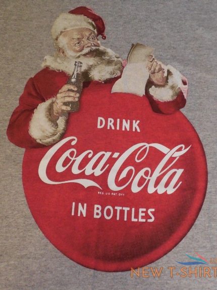 coca cola christmas t shirt small new coke santa drink in bottles s gray nwt 0.jpg