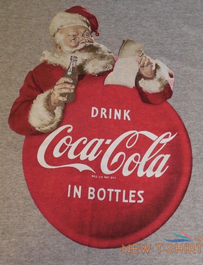 coca cola christmas t shirt small new coke santa drink in bottles s gray nwt 0.jpg