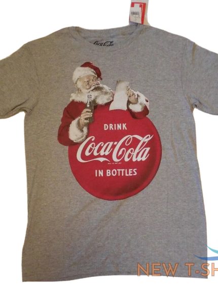 coca cola christmas t shirt small new coke santa drink in bottles s gray nwt 1.jpg