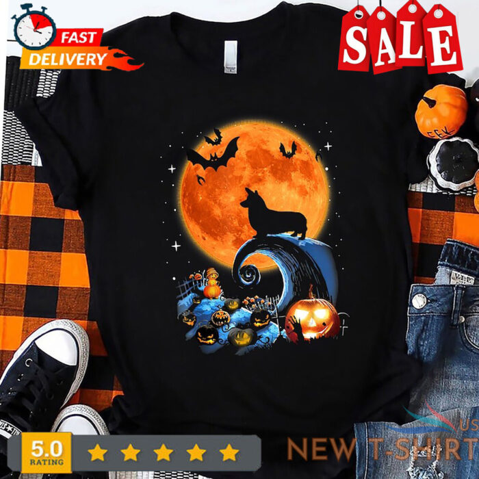 corgi halloween shirt corgi gift halloween gift corgi dog moon pumpkin hallow 0.jpg