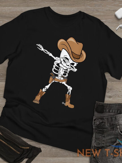 dabbing skeleton cowboy hat halloween kids dab vintage t shirt men women fashion 1.jpg