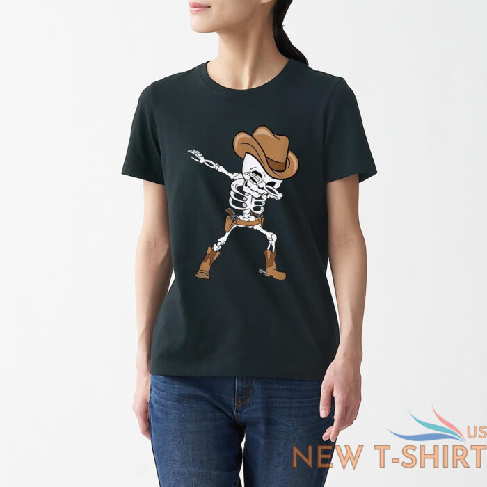 dabbing skeleton cowboy hat halloween kids dab vintage t shirt men women fashion 3.jpg