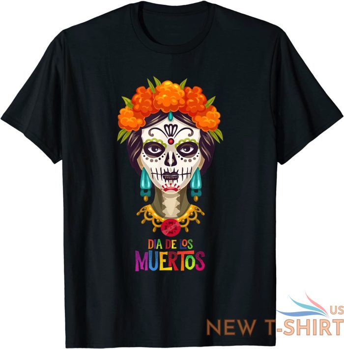 day of the dead lady sugar skull dia de los muertos t shirt 0.jpg