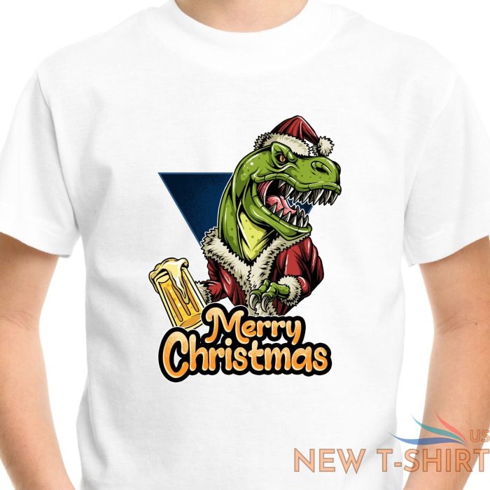 dinosaur christmas beer t shirt kids mens boys girls womens novelty xmas gift 0.jpg