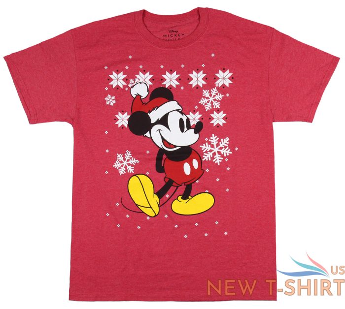 disney men s christmas santa hat mickey mouse with snowflakes t shirt 6.jpg