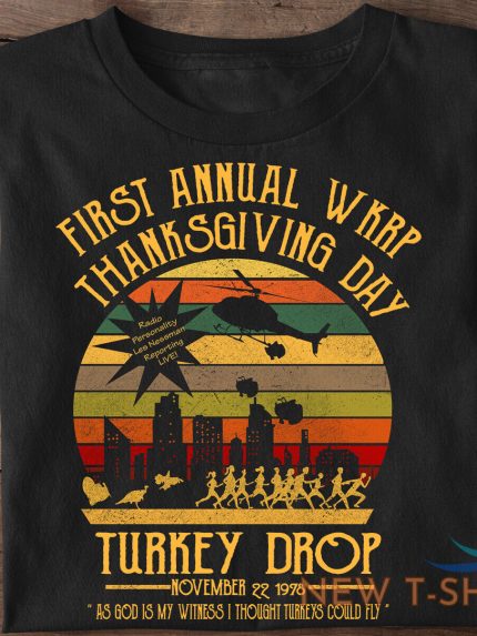 first annual wkrp thanksgiving day turkey drop 22nd november t shirt 0.jpg