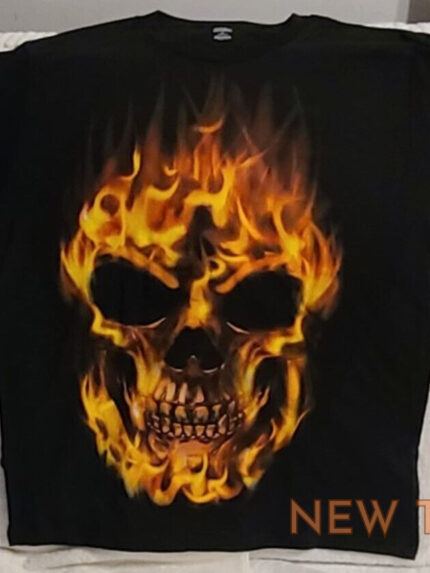 flaming skull face flames fire biker goth gothic halloween t shirt 0.jpg
