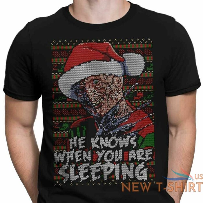 freddy krueger he knows when you are sleeping christmas tshirt men 0.jpg