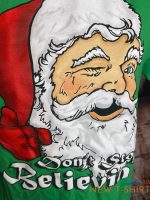 fruit of the loom christmas t shirt santa claus don t stop believin tee size m 1.jpg