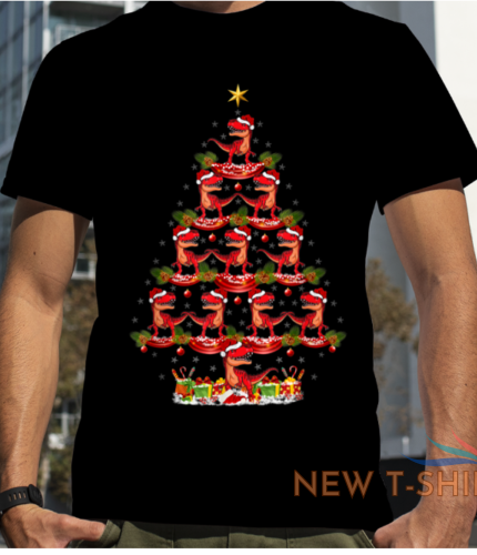 funny dinosaur xmas lighting allosaurus merry christmas tshirt men 0.png