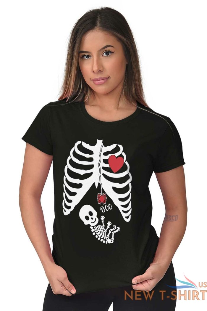 funny pregnant halloween cute skeleton baby womens short sleeve ladies t shirt 4.jpg