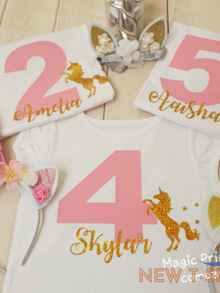 girls unicorn t shirt birthday outfit personalised 2nd 3rd 4th 5th 6th top gift 0.jpg