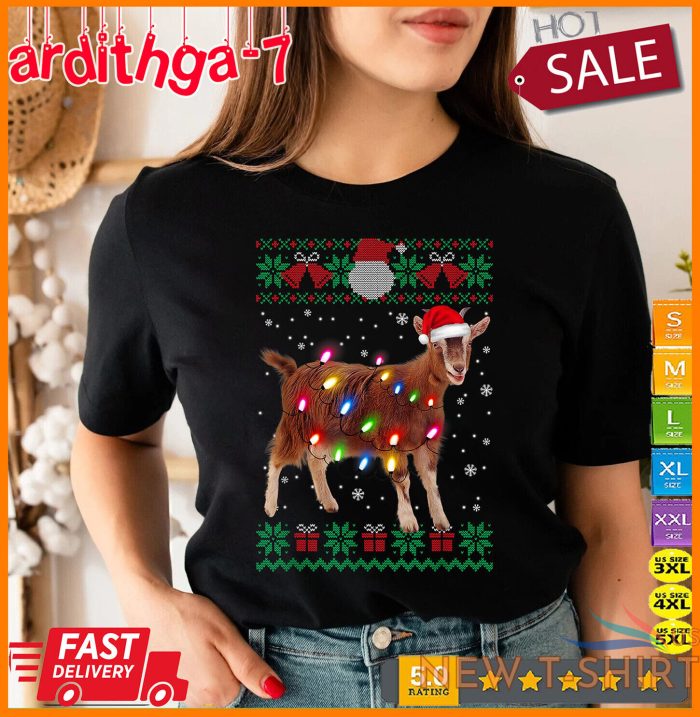 goat christmas sweater goat christmas tree lights t shirt size s 4xl 0.jpg