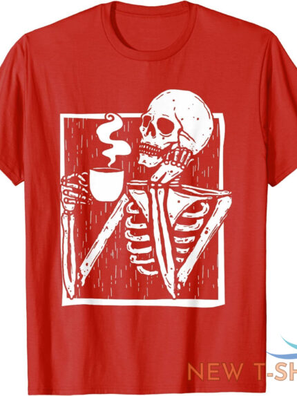 halloween coffee drinking skeleton skull funny gift unisex t shirt 0.jpg