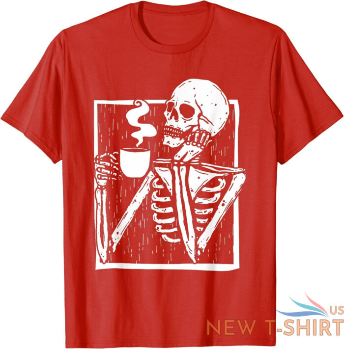 halloween coffee drinking skeleton skull funny gift unisex t shirt 0.jpg