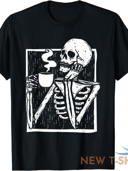 halloween coffee drinking skeleton skull funny gift unisex t shirt 1.jpg