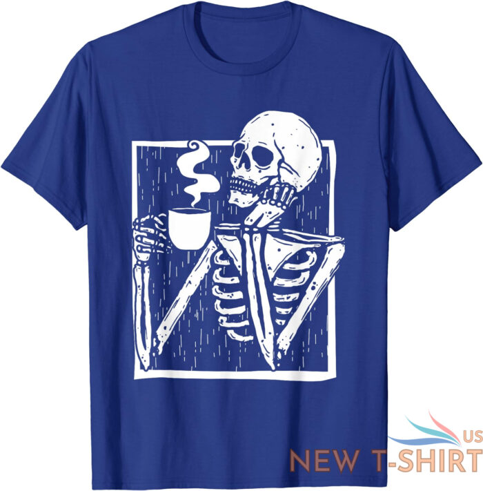 halloween coffee drinking skeleton skull funny gift unisex t shirt 6.jpg