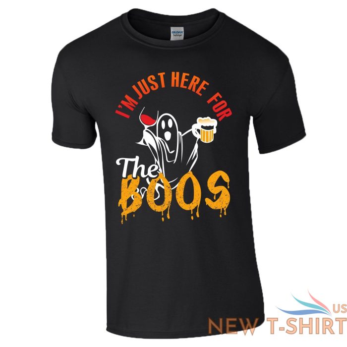 halloween costume t shirt here for the boos ghost top men ladies kids all sizes 0.jpg
